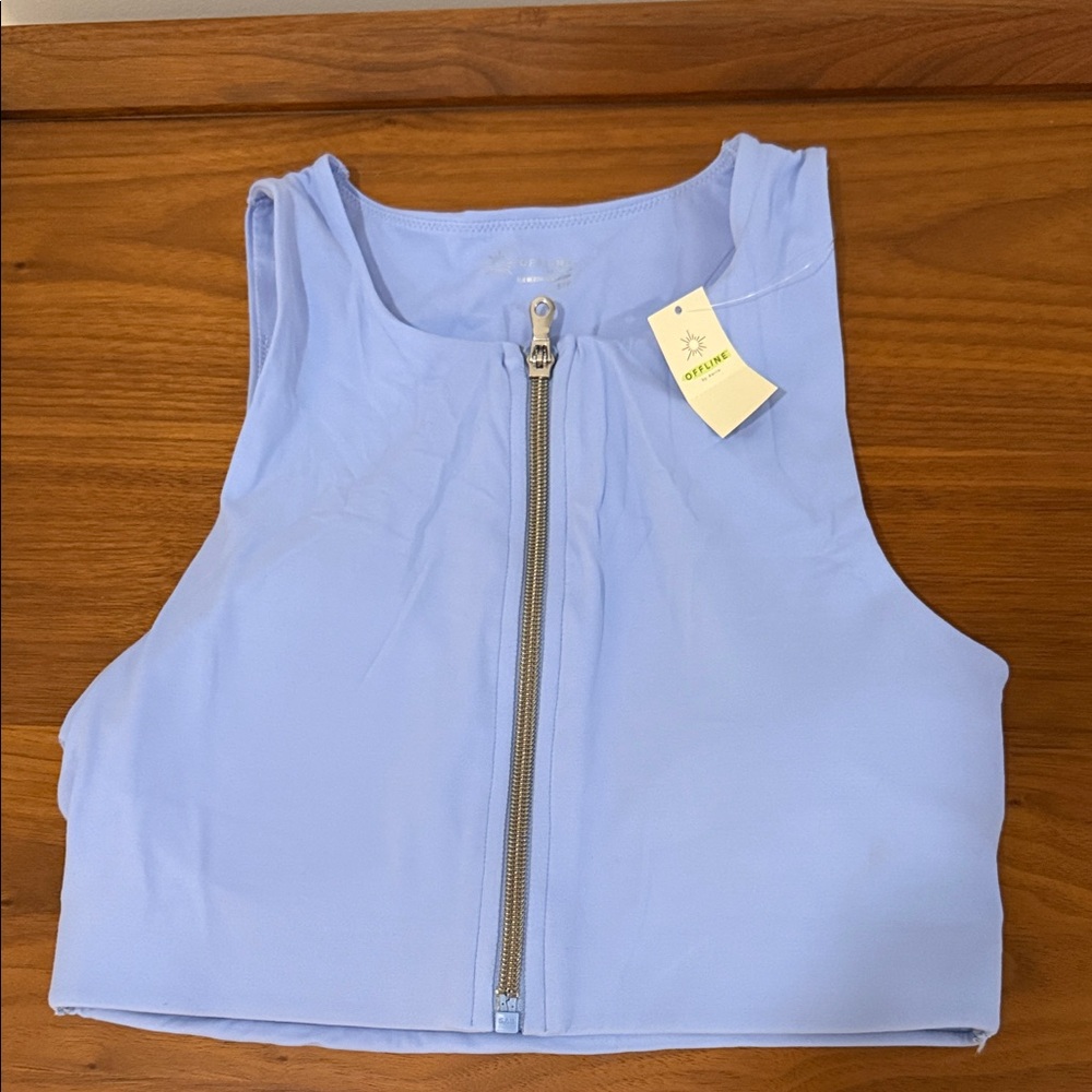 NWT Light Blue Zip-Front work out Tank Top